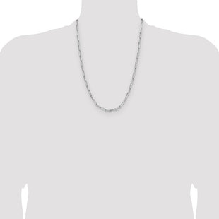 Sterling Silver Rhodium-plated D/C Paperclip Chain (Style QDPC100R-24)