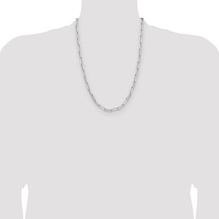 Sterling Silver Rhodium-plated D/C Paperclip Chain (Style QDPC120R-24)