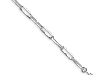 Sterling Silver Rhodium-plated D/C Paperclip Chain (Style QDPC120R-8)