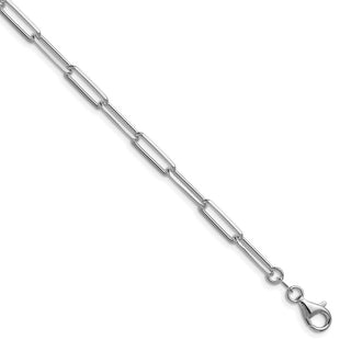 Sterling Silver Rhodium-plated D/C Paperclip Chain (Style QDPC120R-8)