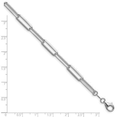 Sterling Silver Rhodium-plated D/C Paperclip Bracelet, 7 x 5.5mm
