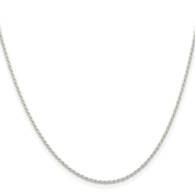 Sterling Silver Solid Rope Chain Anklet, 9 x 1.3mm