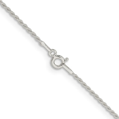 Sterling Silver Solid Rope Chain Anklet, 9 x 1.3mm
