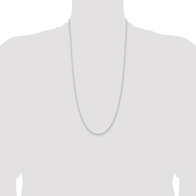 Sterling Silver Solid Rope Chain Anklet, 9 x 1.8mm