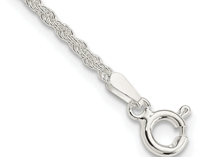 Sterling Silver Solid Rope Chain Anklet, 9 x 1.8mm