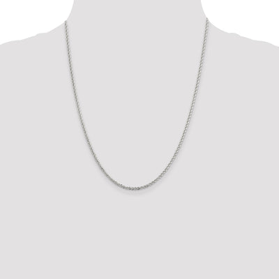 Sterling Silver Rhodium-plated Solid Rope Chain, 22 x 2.3mm