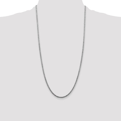 Sterling Silver Rhodium-plated Solid Rope Chain, 18 x 2.5mm