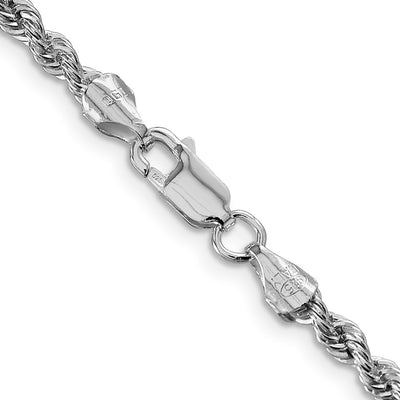 Sterling Silver Rhodium-plated Solid Rope Chain, 18 x 3mm