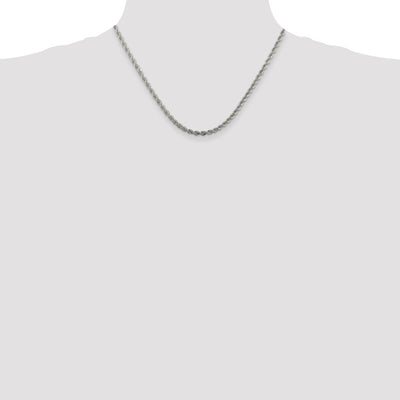 Sterling Silver Rhodium-plated Solid Rope Chain, 18 x 3mm
