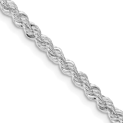 Sterling Silver Rhodium-plated Solid Rope Chain, 18 x 3mm