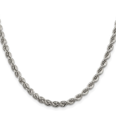 Sterling Silver Rhodium-plated Solid Rope Bracelet, 7 x 4.3mm