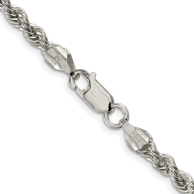 Sterling Silver Rhodium-plated Solid Rope Bracelet, 7 x 4.3mm