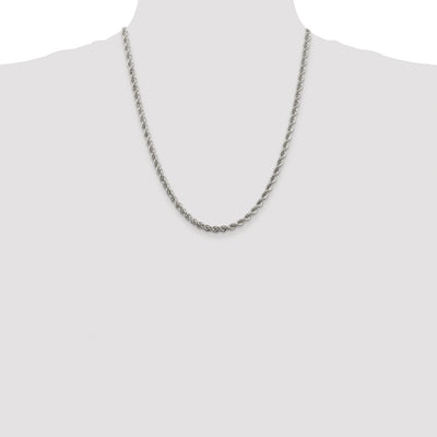 Sterling Silver Rhodium-plated Solid Rope Bracelet, 7 x 4.3mm