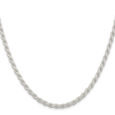 Sterling Silver Rhodium-plated Solid Rope Bracelet, 7 x 4.5mm