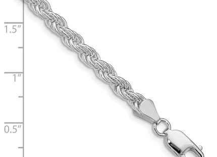Sterling Silver Rhodium-plated Solid Rope Bracelet, 7 x 4.5mm