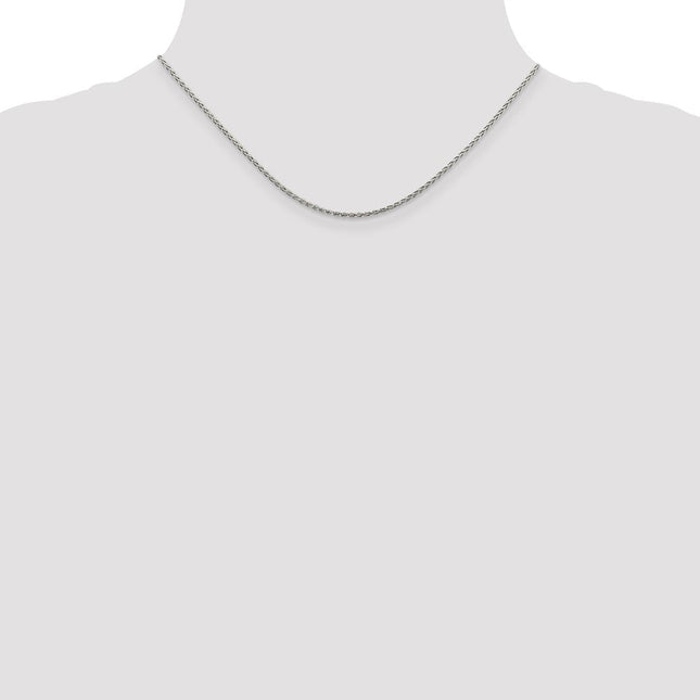 Sterling Silver Rhodium-plated Diamond-cut Spiga Chain, 24 x 1.5mm