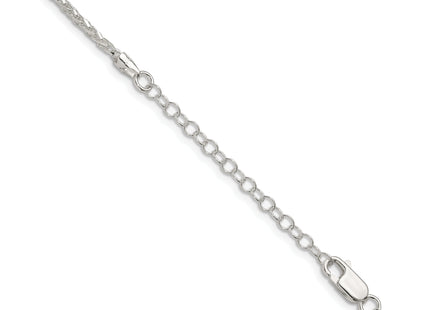 Sterling Silver Diamond-cut Spiga Chain w/2in ext., 20 x 2mm