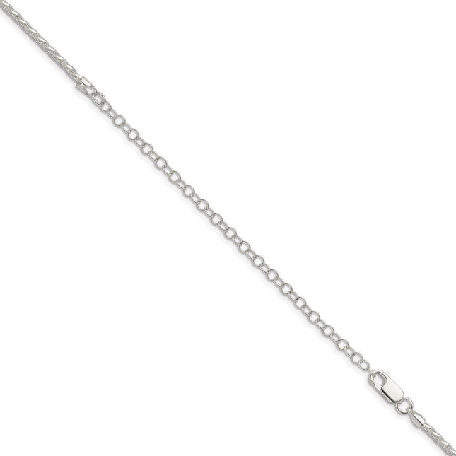 Sterling Silver Diamond-cut Spiga Chain w/2in ext., 20 x 2mm
