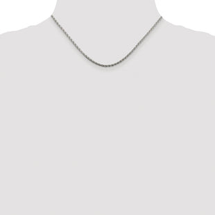 Sterling Silver Rhodium-plated Diamond-cut Spiga Chain (Style QDS060R-16)
