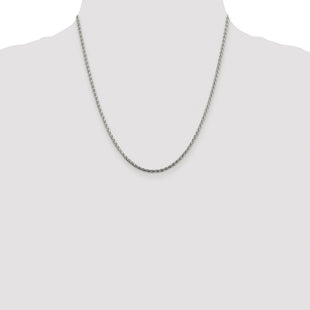 Sterling Silver Rhodium-plated Diamond-cut Spiga Chain (Style QDS060R-20)
