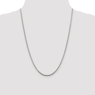 Sterling Silver Rhodium-plated Diamond-cut Spiga Chain (Style QDS060R-24)