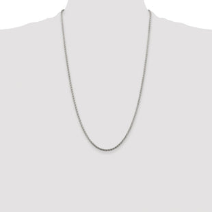 Sterling Silver Rhodium-plated Diamond-cut Spiga Chain (Style QDS060R-26)