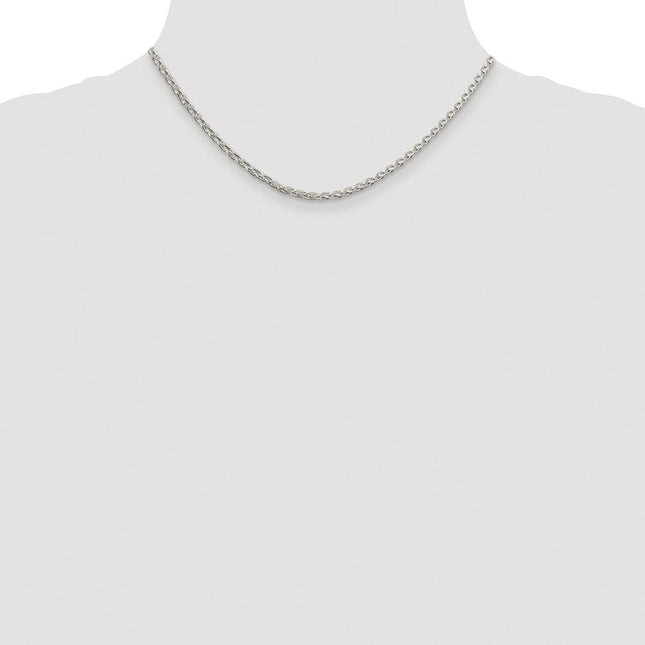 Sterling Silver Rhodium-plated Diamond-cut Spiga Chain, 16 x 2.75mm