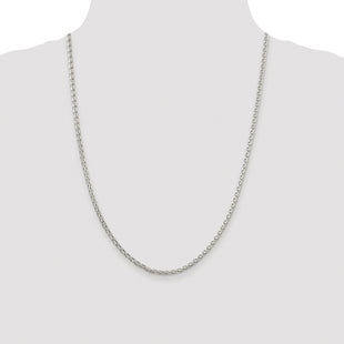 Sterling Silver Rhodium-plated Diamond-cut Spiga Chain (Style QDS080R-24)