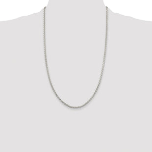 Sterling Silver Rhodium-plated Diamond-cut Spiga Chain (Style QDS080R-26)