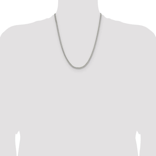 Sterling Silver Diamond-cut Square Spiga Chain, 24 x 3.5mm