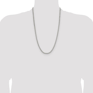 Sterling Silver Diamond-cut Square Spiga Chain (Style QDSS080-26)
