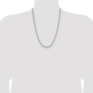 Sterling Silver Rhodium-plated Diamond-cut Square Spiga Chain (Style QDSS080R-24)