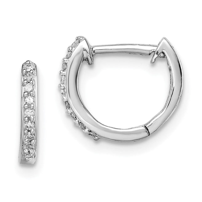Sterling Silver Rhodium Diam. Huggie Earrings, 10 x 2mm