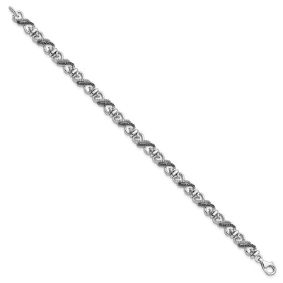 White Night Sterling Silver Rhodium-plated Black and White Diamond Infinity Heart Bracelet