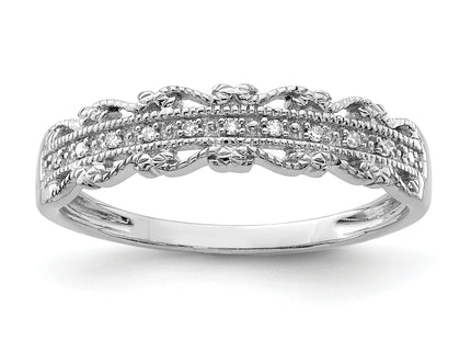 Sterling silver diamond band, further view