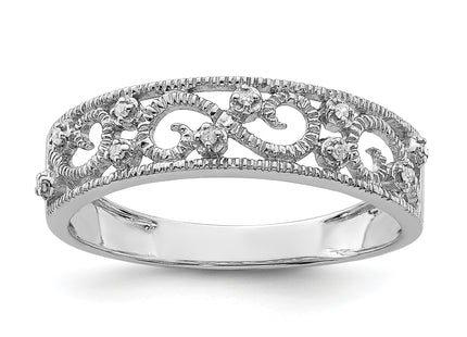 Sterling silver diamond band, another view