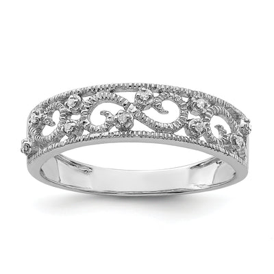 Sterling Silver Rhodium Plated Diamond Band