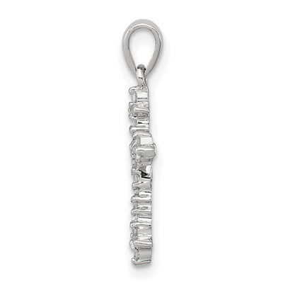 Sterling Silver Rhodium Diamond Cross Pendant, 21 x 10mm