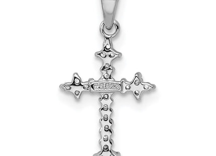 Sterling silver diamond cross pendant, another view