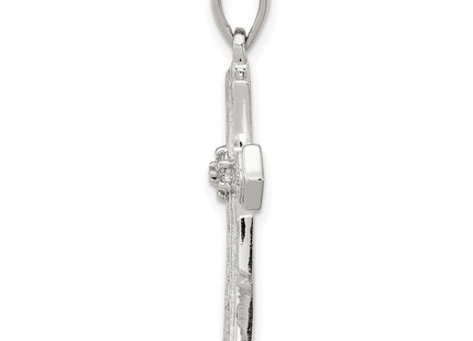 Sterling Silver Rhodium Diamond Cross Pendant