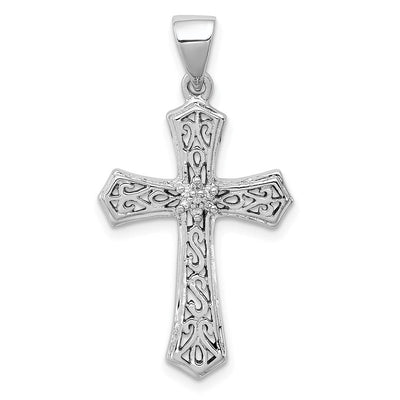 Sterling silver diamond cross pendant