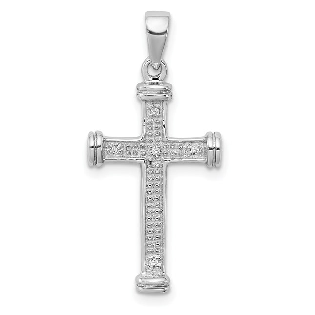 Sterling silver diamond cross pendant