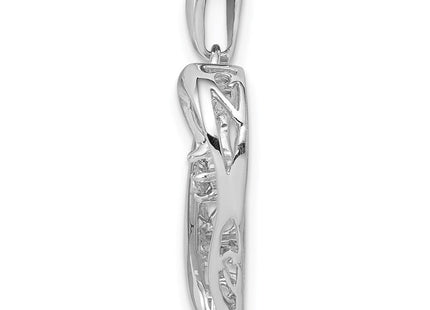 Sterling Silver Rhodium Diam. Heart Pendant