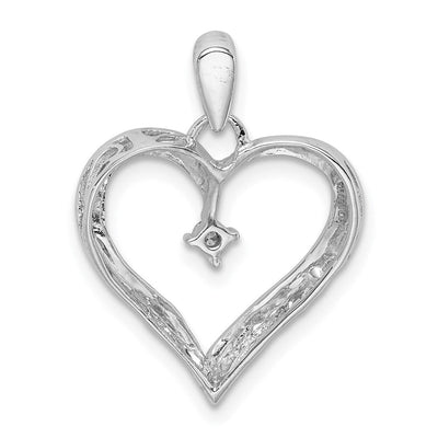 Sterling Silver Rhodium Diam. Heart Pendant, 22 x 17mm