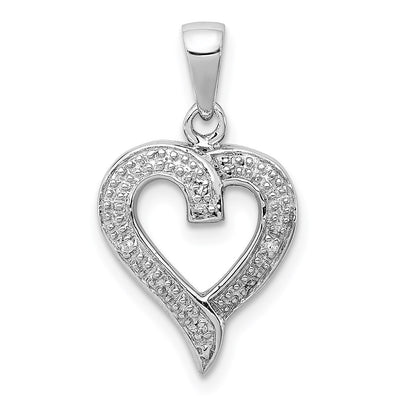 Sterling silver diamond heart pendant