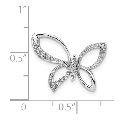 Sterling Silver Rhodium Diam. Butterfly Pendant