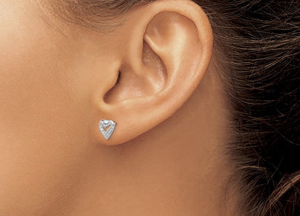 Sterling silver diamond heart earrings, another view