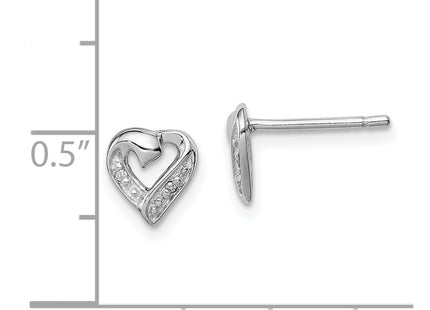 Sterling silver diamond heart earrings, further view