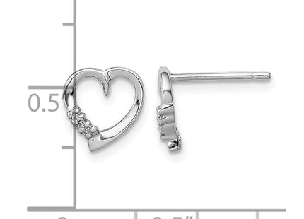 Sterling silver diamond heart earrings, further view