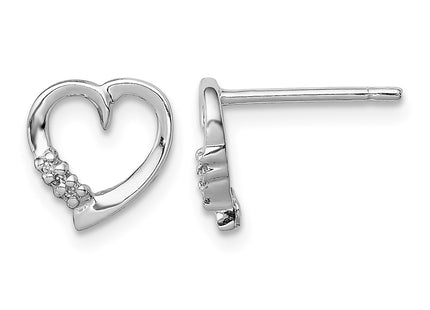 Sterling silver diamond heart earrings